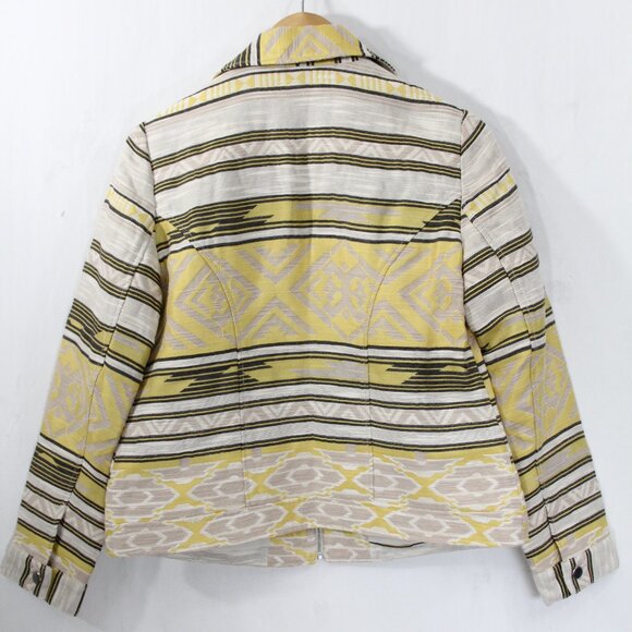Women Moto Jacket New sz 0 Small Chico's Aztec Print Coat Zipper Jacquard - Picture 11 of 12